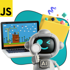 Язык программирования JavaScript + AI. Проектное обучение + геймификация + AI-помощники - КИБЕРшкола программирования для детей, компьютерные курсы для школьников, начинающих и подростков - KIBERone г. Стерлитамак